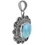YoTreasure 1.69'' Larimar Solid 925 Sterling Silver Chain Pendant Jewelry