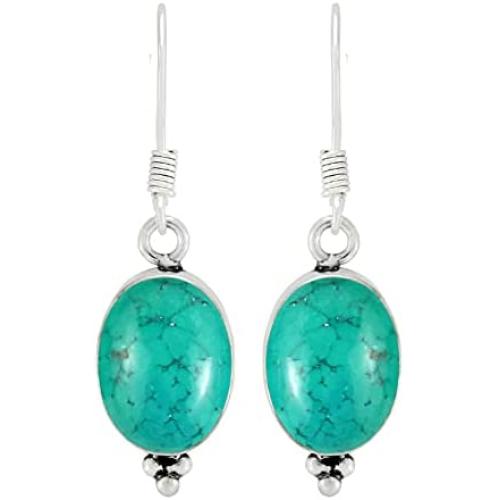 Turquoise Earrings 925 Silver Overlay handmade Dangle Earrings