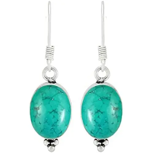 Turquoise Earrings 925 Silver Overlay handmade Dangle Earrings Turquoise Earrings 925 Silver Overlay handmade Dangle Earrings