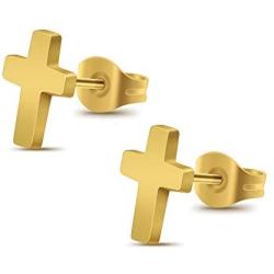 Stainless Steel Mini Cross Stud Earrings for Men Women Ear Piercing Jewelry Earrings