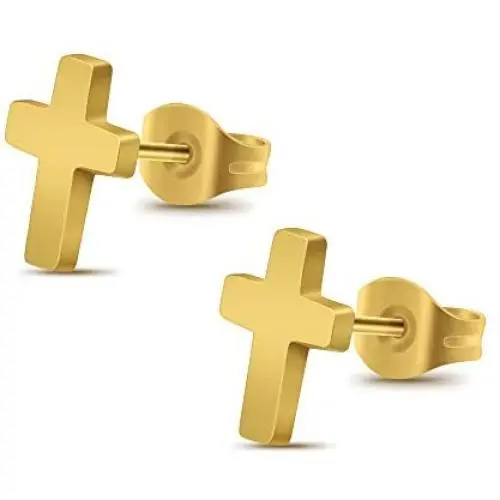 Stainless Steel Mini Cross Stud Earrings for Men Women Ear Piercing Jewelry Earrings Stainless Steel Mini Cross Stud Earrings for Men Women Ear Piercing Jewelry Earrings