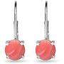 Sterling Silver Polished Cabochon Stone 6mm Round-cut Leverback Earrings