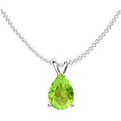 Dazzlingrock Collection 8x6 mm Pear Cut Ladies Solitaire Teardrop Pendant (Silver Chain Included), Sterling Silver