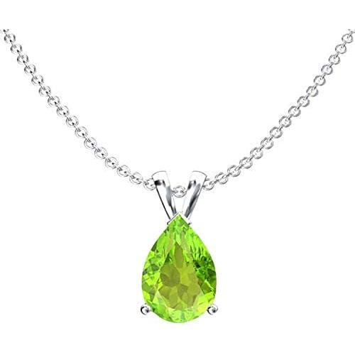 Dazzlingrock Collection 8x6 mm Pear Cut Ladies Solitaire Teardrop Pendant (Silver Chain Included), Sterling Silver