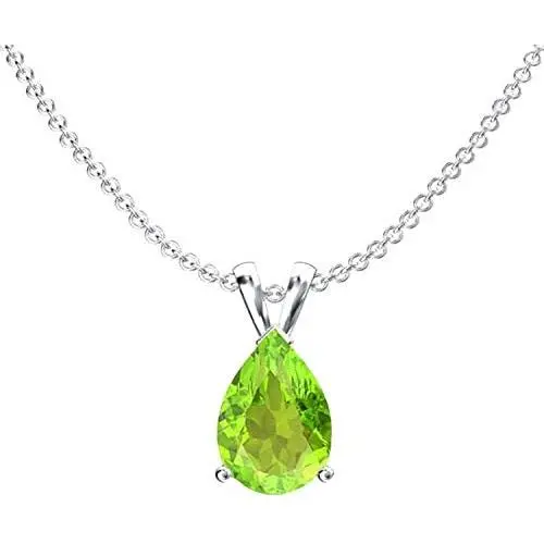Dazzlingrock Collection 8x6 mm Pear Cut Ladies Solitaire Teardrop Pendant (Silver Chain Included), Sterling Silver