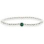 Sterling Silver Polished Beads Stretch Stack Bracelet Made with Swarovski Crystal For Women Teens Girls