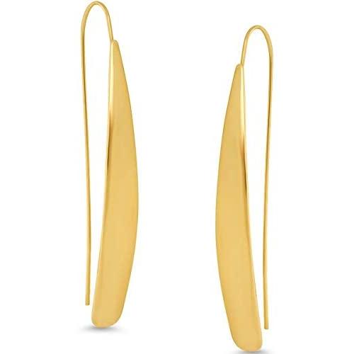 Humble Chic 14K Gold Plated Bar Dangle Earrings | Hypoallergenic Long Threader Drop Earrings for Women