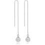 Howoo 925 Sterling Silver Tassel Threader Drop Earrings for Women Girls Crystal Ball Long Dangle Chain Earrings Elegant