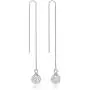 Howoo 925 Sterling Silver Tassel Threader Drop Earrings for Women Girls Crystal Ball Long Dangle Chain Earrings Elegant