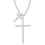 Sterling Silver, Rose or Gold Tone Double Cross 16+2'' First Commuion/Confirmation Necklace