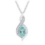.925 Sterling Silver Pear Cut Created Aquamarine & Created White Sapphire Twist 18'' Pendant Necklace and Stud Earring March Birthstone Jewelry Set