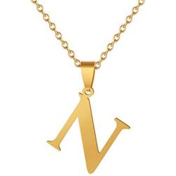Fashion Initial Letter Pendant Necklace Stainless Steel Gold Color Mens Womens Custom Capital Letter Name Necklace Personalized Jewelry Gift