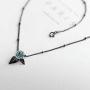 Thaya 925 Sterling Silver Blue Rose Flower Pendant Necklace Blue Crystal Choker Necklace Black Handmade Dainty Pendant Charm Necklace for Girl Jewelry for Summer 