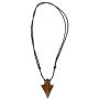 BlueRica Hand Carved Wood Arrowhead Pendant on Adjustable Black Rope Cord Necklace
