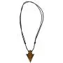 BlueRica Hand Carved Wood Arrowhead Pendant on Adjustable Black Rope Cord Necklace