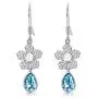 Sllaiss 925 Sterling Silver Blue Teardrop Earrings Austria Crystals Flower Dangle earrings Pearl Drop Earrings for Women Sllaiss 925 Sterling Silver Blue Teardrop Earrings Austria Crystals Flower Dangle earrings Pearl Drop Earrings for Women