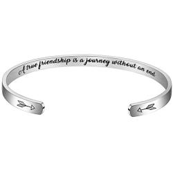 BFJLIFE Inspirational Cuff Bangle Bracelet for Women Teen Girls Personalized Motivational Mantra Engraved 316L Surgical Stainless Steel Jewelry