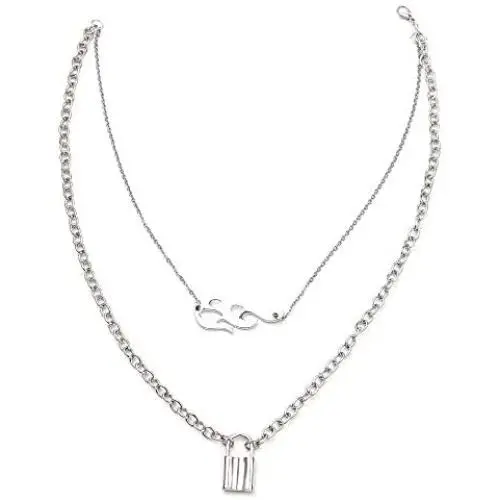 Hip Hop Unisex Flame Necklace - Streetwear Choker Necklace Accessory Hip Hop Cool Chain Necklace Perfect Gifts For Hip Hop Male Female Lovers (Lock+Frame) Hip Hop Unisex Flame Necklace - Streetwear Choker Necklace Accessory Hip Hop Cool Chain Necklace Perfect Gifts For Hip Hop Male Female Lovers (Lock+Frame)