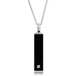 UNY black&white Rectangle Cremation Jewelry Urn Necklace pet Memorial Zircon inlaid Pendant keepsake