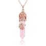Top Plaza Flower Wrapped Necklace Natural Healing Crystal Stone Point Pendant Necklaces