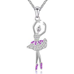 JXJL Silver Dancing Ballerina Necklace Recital Dancer Gift Ballet Pendant Necklace for Girls Women