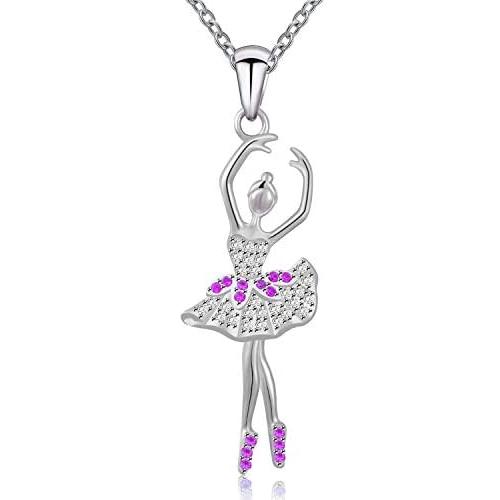 JXJL Silver Dancing Ballerina Necklace Recital Dancer Gift Ballet Pendant Necklace for Girls Women