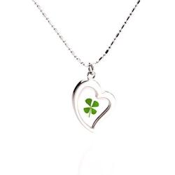 Beads & Pearls Jewelry Stainless Steel Shamrock Four Leaf Clover Charm Pendant Necklace for Women | St Patricks Day Gifts, 18'' + 2'' Extender