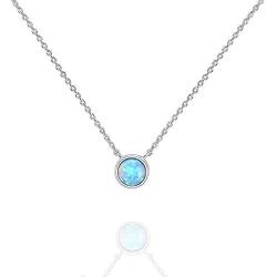 PAVOI 14K Gold Plated Round Created Opal Necklace | Opal Necklaces for Women