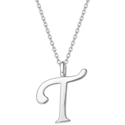 FANCIME Sterling Silver Initial Necklace High Polish Customize Monogram Letter Pendant Necklace Personalize Name Neckalce for Girls Fine Jewelry for Women Girls 16” + 2” Extender