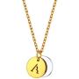 U7 Tiny Initials Necklace Stainless Steel 18K Gold Plated Monogram A to Z Pendant Choker with 18 Inch Chain, Disc Coin or 100 Languages I Love You Style,Gift Packed,Custom Text Engravable