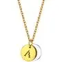U7 Tiny Initials Necklace Stainless Steel 18K Gold Plated Monogram A to Z Pendant Choker with 18 Inch Chain, Disc Coin or 100 Languages I Love You Style,Gift Packed,Custom Text Engravable