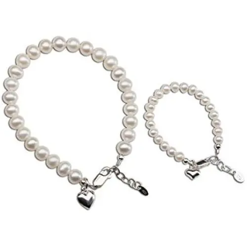 Sterling Silver Mom and Me Cultured Pearl Matching Bracelet for Mom and Daughter''Forever in My Heart'' Sold as a Set or individually Sterling Silver Mom and Me Cultured Pearl Matching Bracelet for Mom and Daughter''Forever in My Heart'' Sold as a Set or individually