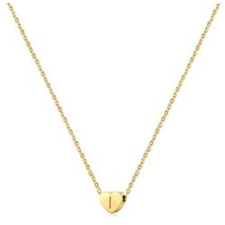 Joycuff Tiny Initial Necklaces for Women Teen Girls Cute Letter Heart Pendant 14K Gold Monogram Dainty Jewelry Birthday for Her Alphabet A-Z