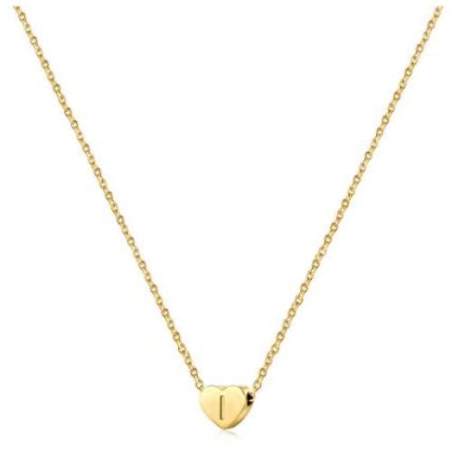 Joycuff Tiny Initial Necklaces for Women Teen Girls Cute Letter Heart Pendant 14K Gold Monogram Dainty Jewelry Birthday for Her Alphabet A-Z