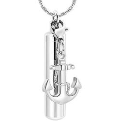 constantlife Cylinder Cremation Jewelry for Ashes 316L Stainless Steel Urn Pendant Memorial Necklace with Small Accessories Charms Keepsake