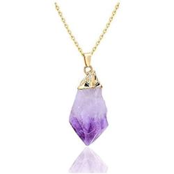 Sterling Silver Raw Amethyst Gemstone Daity Necklace 18 inch Healing Crystals Chakra Stones Women Girls Birthday Mothers Gifts