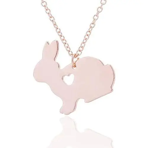 Eiffy Cute Animal Rabbit Charm Choker Necklace Natural Bunny Heart Stud Earring for Girls Hypoallergenic Jewelry