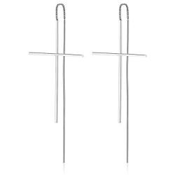 Christian Cross Earrings Drop Dangle Threader Earring Simple Minimalist for Women Girls