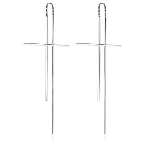 Christian Cross Earrings Drop Dangle Threader Earring Simple Minimalist for Women Girls