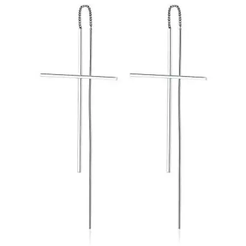 Christian Cross Earrings Drop Dangle Threader Earring Simple Minimalist for Women Girls Christian Cross Earrings Drop Dangle Threader Earring Simple Minimalist for Women Girls