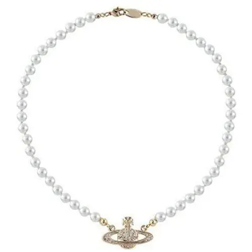 FENLDY Rhinestone Faux Planet Saturn Pearl Necklace for Women Jewelry, Fake Pearl Collar Pendant a Necklace Men with Charm for Girls Y2k Jewelry Ladies Wedding Pearl Bead Chain Crystal Choker
