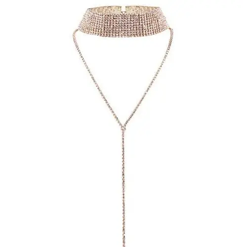 Rhinestones Choker Necklace Double Layer Full Crystal Wide Y Collar Necklace Sexy Dainty CZ Diamond Rhinestones Choker Necklace Double Layer Full Crystal Wide Y Collar Necklace Sexy Dainty CZ Diamond