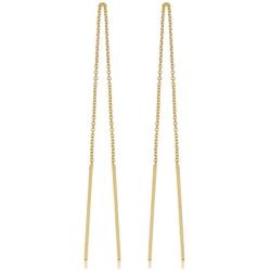 KoolJewelry 14k Yellow Gold Bar Threader Earrings Minimalist Jewelry for Women