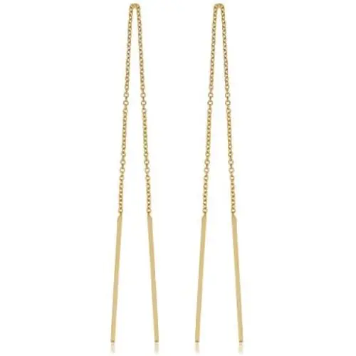 KoolJewelry 14k Yellow Gold Bar Threader Earrings Minimalist Jewelry for Women KoolJewelry 14k Yellow Gold Bar Threader Earrings Minimalist Jewelry for Women