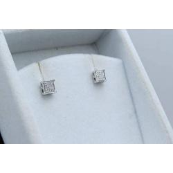 Dazzlingrock Collection 0.06 Carat (ctw) White Diamond V Prong Square Mens Hip Hop Iced Stud Earrings, Available in Metal 10K/14K/18K Gold & 925 Sterling Silver