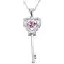 XVX Beating Heart Key Necklace 925 Sterling Silver with White Gold Plated Cubic Zirconia Dancing Birthstone Pendant Forever Love Necklaces Jewelry Gifts for Women Girl XVX Beating Heart Key Necklace 925 Sterling Silver with White Gold Plated Cubic Zirconia Dancing Birthstone Pendant Forever Love Necklaces Jewelry Gifts for Women Girl