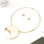Fstrend Statement Choker Earrings Set Gold Plated Bride Necklace Round Pendant Nigerian Costume Party Jewelry Accessories for Women and Girls