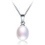 Freshwater Cultured Genuine Pearls Jewelry Set with Necklace & Long Water Drop Earrings by DIAMOVI - 925 Sterling Silver Plated -Stunning Wedding Bridal Jewelry-Luxury Style- (White)