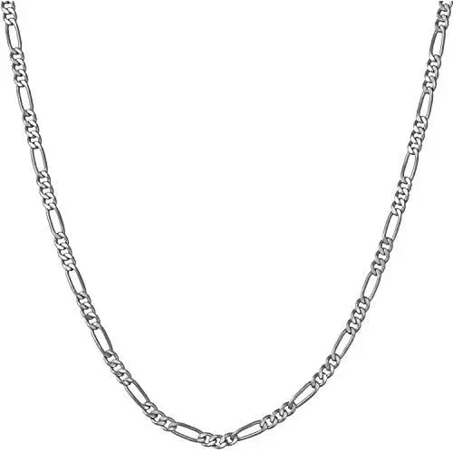 Lifetime Jewelry 2.5mm Figaro Chain Necklace 24k Real Gold Plated Women and Men Lifetime Jewelry 2.5mm Figaro Chain Necklace 24k Real Gold Plated Women and Men