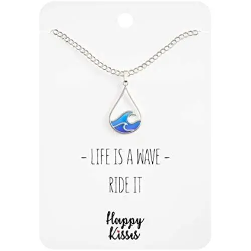 Ocean Wave Necklace – Cute Drop Shape Pendant for Surfer, Sea Lover, Hawaiian or Beach Enthusiast - Blue Wave Jewelry is a Great Gift for any Woman Ocean Wave Necklace – Cute Drop Shape Pendant for Surfer, Sea Lover, Hawaiian or Beach Enthusiast - Blue Wave Jewelry is a Great Gift for any Woman